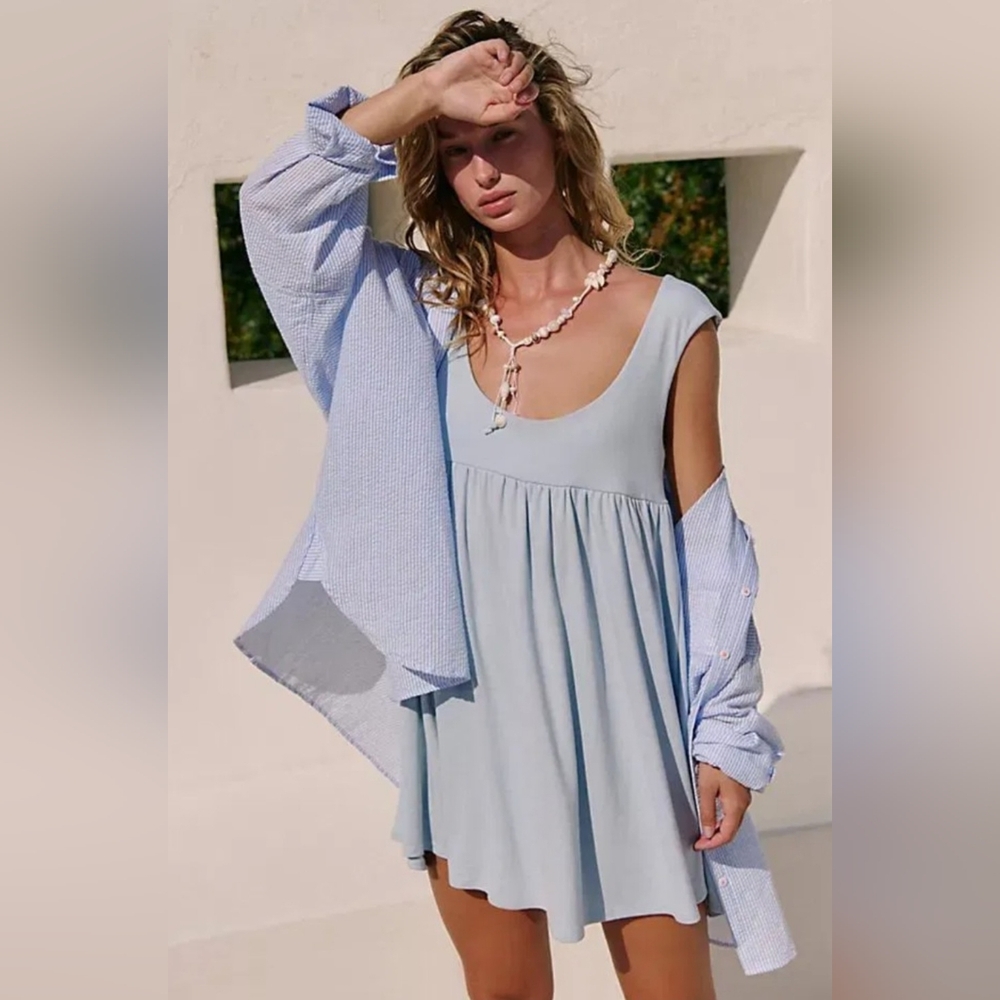 FP Beach By Free People Mazarine Mini Dress in Ballad Blue - Picture 9 of 10